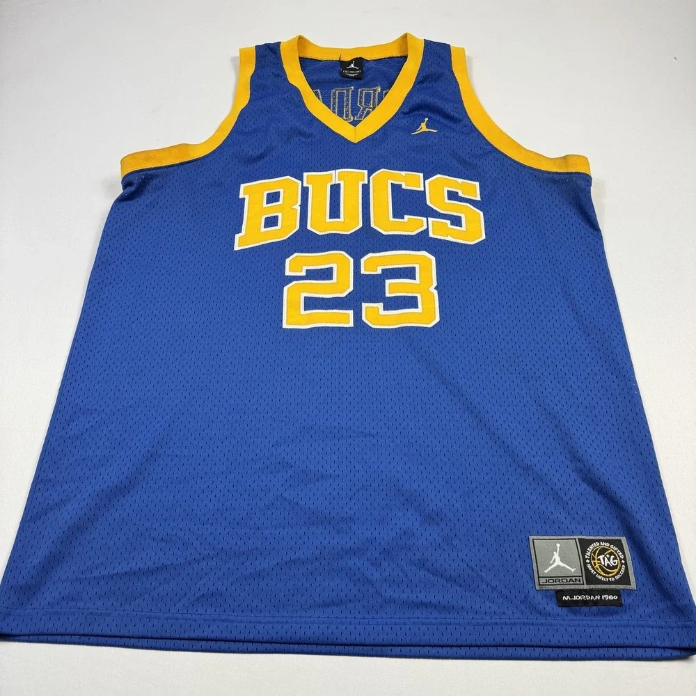 Nike Michael Jordan High School Jersey #23‎ Shirt Men 2XL Blue Bucs Basketball